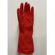 Household Red M60g Flock Lined Latex Gloves For Cleaning