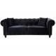 Vintage Black Velvet Chesterfield Sofa Couch