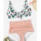 Big Size Wrap Halter Top With Floral print Bikini Set Swimwear Women size 3XL