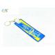Blue Personalized Embroidery Motorcycle Keychain Short Lanyards With Merrow Border