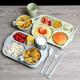 food grade PP+wheat children dinning plate 6pcs/set chopstick fork spoon plate bowl and cup