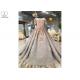 Long Tailor Made Prom Dresses Short Sleeve Dresses Pink Flowers Grey Beading