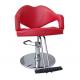 Red Salon Hair Styling Chairs Round Base 36 Height With Hydraulic Pump