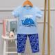 Spring Cotton Short Sleeve Pajama Set Cartoon Whale Children'S Pajamas