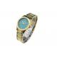 Waterproof Quartz Stainless Steel Watch Gold Bracelet 10ATM Green Dial