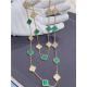 18K Yellow Gold Van Cleef And Arpels Vintage Alhambra Necklace With Diamond And Malachite