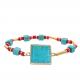 Sky Blue Square Faceted Turquoise Bracelet With Spring Link Gemstone