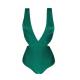 1 Piece Textured Green Swimsuit With A Deep Neckline - Duna Green Triquini