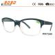 Unisex Half frame of reading glasses,made of plastic with spring hinge,metal silver parts