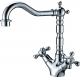 Brass Polished Chrome Kitchen Sink Water Faucet One Hole with Two Cross Handles for Home