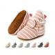 Wholesale cheap Cotton fabric striped print socks soft sole prewalk boy girl baby booties