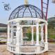 Large Marble Gazebo Woman Statues Garden Pavilion Metal Roof Hand Carved Outdoor Decoration
