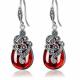 Retro Jewelry Thai 925 Silver with Marcasite Garnet Earrings(LR1036RED)