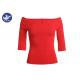 Boat Neck Off The Shoulder Knitted Jumper , Summer Half Sleeve Sweater For Ladies