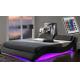 Wholesale Upholstered Plywood Bed Frame Wave Shape PU Leather With LED