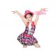 CC2891 Tap & Jazz Dress Dance Costume Contrast Collar Checkered Skirt For Girls