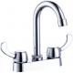 Brass 4'' Centerset 2 Handle High Arc Bathroom Faucet In Chrome