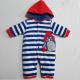 Yarn Dyed Striped Baby Footed Rompers Velour Warm Romper With Padding