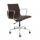Dark Brown Luxury Executive Office Chair With Fixed Armrest / Nylon Caster