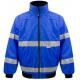Blue Mens Reflective Jacket  Oxford PU Coated High Visibility For Road Safety