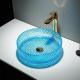 Clear Sky Blue Glass Vessel Basins Bathroom Sink Round Sky Blue Crystal