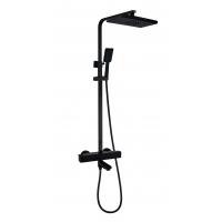 Solid Brass 59 Thermostatic Shower Faucet Black Shower Head Set Polished