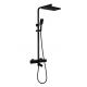 Solid Brass 59 Thermostatic Shower Faucet Black Shower Head Set Polished