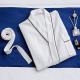 White Waffle Hotel Spa Robes For Salon Compressed Optional Size Customized Color