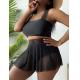 Polyester Large Size Ladies Swimwear High Waist Plus Size Two Piece Bathing Suits
