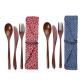 3Pcs Reusable Wooden Utensils Spoon And Fork Set For Travelling