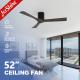 52 inches Wooden Blade Ceiling Fan With DC Motor Remote Control High Speed
