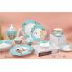 Custom Printing New Bone China Dinnerware Sets Waving Rim For Wedding Banquet