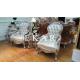 Solid Wood White Royal Leather Elegant Antique Wooden Arm Chair