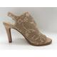 Brown / Beige Suede Leather Shoes Open Toe Round Toe Stiletto Heel Sandals
