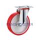 5in Industrial Caster Wheels Red PU Polyurethane Wheel For Furniture / Carts