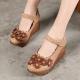 S323 Wedge Heel Thick-Soled Handmade Single Shoes Factory Direct Sales, Leather Forest Ethnic Style High Heel Spring Wom