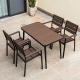 Contemporary Plastic Wood Table Top Metal Aluminum Dining Set for 4 Seats