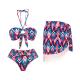 Padded Three Piece Bikini Set Nylon Swimwear Beach Pool Summer Regular