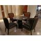 Gelaimei Leather Upholstery Glass Dining Table And Chairs Diameter 1 Meter