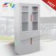 KD Steel cupboard with class and steel door, swing/sliding open,white color/green handle/directly offer