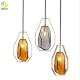 LED 1-Light Glass And Iron Smoke Gray And Brown Pendant For Bedroom