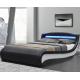 Black / White Double Upholstered Bed Leather Platform Bed With LED Light