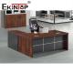 MDF Wooden Executive Large Office Desk L Shaped PVC Edges Mahogany Color