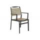 Textilene And Aluminum Outdoor Arm Dining Chairs For Patio Restaurant