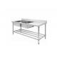 Durable Stainless Steel Double Sink Bench , 1800mm Restaurant Kitchen Food Service Prep Tables