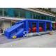 Outdoor double lane adults interactive inflatable assault course with big bouncing balls