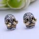 Retro Womens Jewelry Two Tone Silver Skull Stud Earrings(XH055010W)