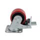 100mm 4 Heavy Duty Cast Iron Core PU Caster Red Polyurethane Castors for Trolley