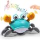 Walking Running Electronic Sensing Green Crawling Crab Baby Toy Music LED Light Up Automatically Avoid Obstacles