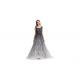 Luxury Black Lace Tulle Embroidery Arabic Evening Dresses Sweep Train Style